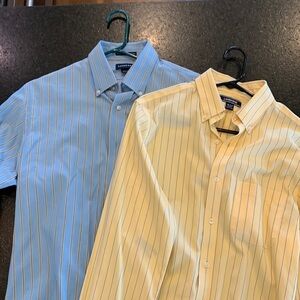2 Lands End mens spring Easter long sleeve shirts NWOT. Size 15-34 slim fit nice